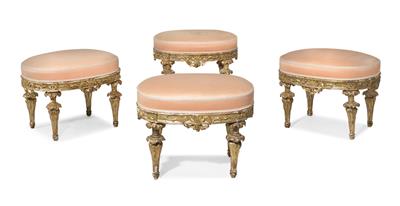 Set of 4 stools in a modified Louis XVI style from the 19th century, - Starožitnosti