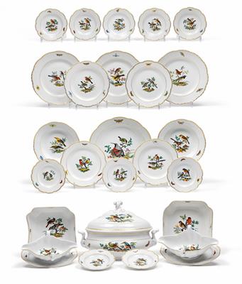 A dinner service decorated with diverse birds perched among branches, - Works of Art