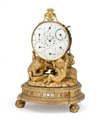 Wiener Klassizismus Tischuhr mit ewigem Kalender - Antiquitäten