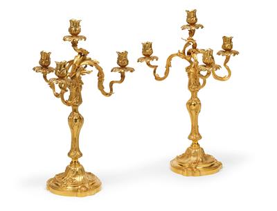 A pair of four-flame candelabras, - Mobili e oggetti d'arte