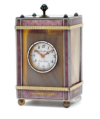 A silver enamel table clock with repeater ‘Cartier’ - Furniture and works of art