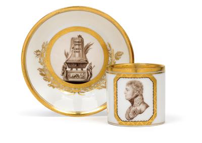 A Tsar Alexander I Pavlovitch portrait cup with saucer, - Nábytek