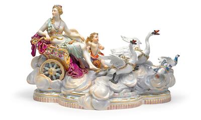 A Venus with Amor in shell wagon drawn by doves and swans, for Tsarina Catherine II in Oranienbaum, - Furniture and works of art