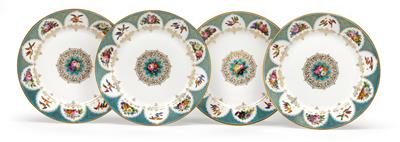 French plates with flowers and birds, - Furniture and works of art