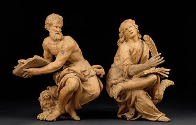 Giovanni Giuliani (1664-1744) attributed to, The Evangelists, St John and St Mark, - Furniture and works of art