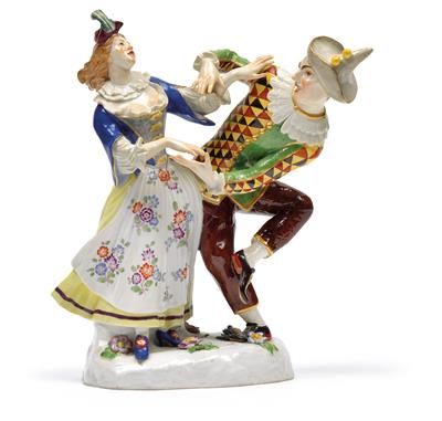 Harlekin und Columbine tanzen, - Antiquitäten und Möbel