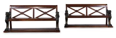 Pair of important French Empire canapés or billiards bench seats, - Furniture and works of art