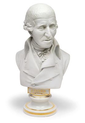 A bust of Joseph Haydn, - Starožitnosti - Nábytek, Sochařská díla, Sklo a Porcelán