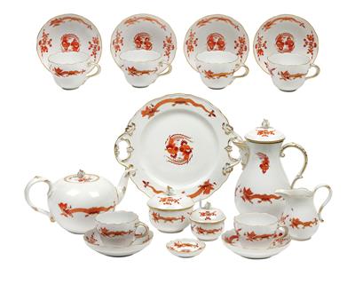 A coffee and tea service with “Red Court Dragon” décor, - Works of Art - Furniture, Sculptures, Glass and Porcelain