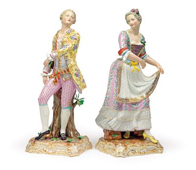 A courtly couple in dancing pose, - Works of Art - Furniture, Sculptures, Glass and Porcelain