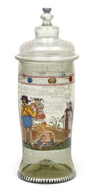 A covered jar “Jungfrau Wolust”, - Works of Art - Furniture, Sculptures, Glass and Porcelain
