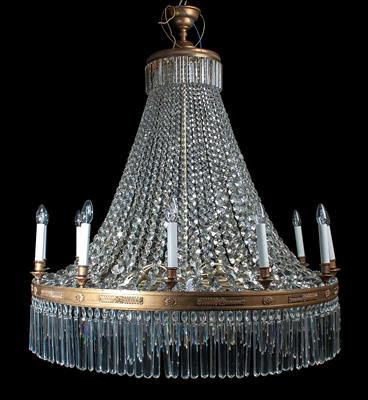 A large Lobmeyr Empire-style chandelier, - Starožitnosti - Nábytek, Sochařská díla, Sklo a Porcelán