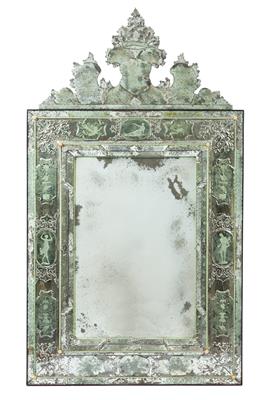 A pair of large Venetian wall mirrors, - Starožitnosti - Nábytek, Sochařská díla, Sklo a Porcelán