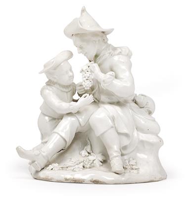 A Spanish wine grower with a boy, - Works of Art - Furniture, Sculptures, Glass and Porcelain