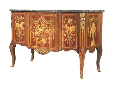 A superb French transitional-style chest of drawers, - Works of Art - Furniture, Sculptures, Glass and Porcelain