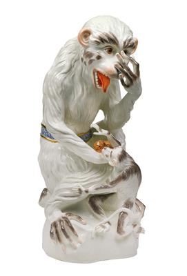 An ape with its young, - Works of Art - Furniture, Sculptures, Glass and Porcelain