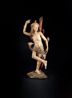 Circle of Erasmus Grasser (1445 - 1518), Saint Sebastian, - Works of Art - Furniture, Sculptures, Glass and Porcelain