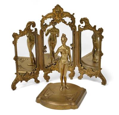 F. X. Bergmann - a naked woman with folding mirror screen, - Oggetti d'arte - Mobili, sculture, vetri e porcellane