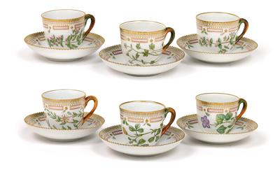 Flora Danica coffee cups with saucers - Starožitnosti - Nábytek, Sochařská díla, Sklo a Porcelán