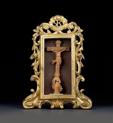 Franz Mathias Schwanthaler (Ried 1714 - 1782), Christ on the cross with the mourning Saint Mary, - Works of Art - Furniture, Sculptures, Glass and Porcelain