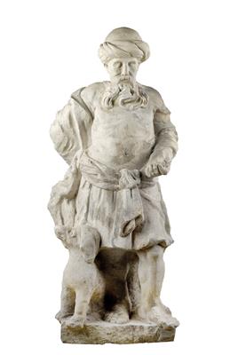 Sculpture of a man with hunting dog, - Oggetti d'arte - Mobili, sculture, vetri e porcellane