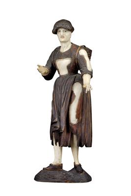 Stefan Föger the Younger, (1726 - 1770 Innsbruck), a vagrant woman with basket on her back, - Oggetti d'arte - Mobili, sculture, vetri e porcellane