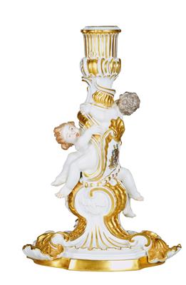 A Pair of Candleholders with “Swan Relief” and the Brühl-Kolowrat-Krakowsky Alliance Coat of Arms, - Mobili e Antiquariato