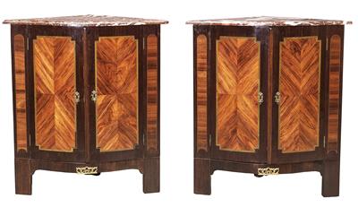 A Pair of French Salon Corner Cabinets, - Furniture, Porcelain, Sculpture and Works of Art