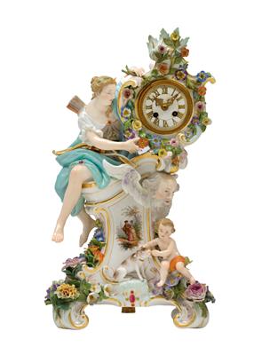 A Porcelain Clock Case with Clock Movement, - Mobili e Antiquariato