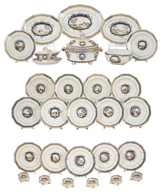A Royal Bavarian Service (‘Perlservice’), porcelain, 54 pieces: - Furniture, Porcelain, Sculpture and Works of Art