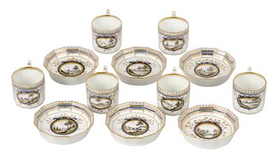 A Royal Bavarian Service (‘Perlservice’), Porcelain, 6 Mocha Cups with 6 Saucers - Starožitnosti