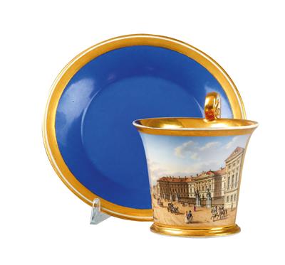 A Veduta Cup with a Saucer - “View of the Josefinum in Vienna”, - Furniture, Porcelain, Sculpture and Works of Art