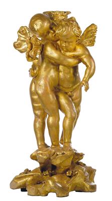 Two Putti with Butterfly Wings Embracing Each Other, - Furniture, Porcelain, Sculpture and Works of Art