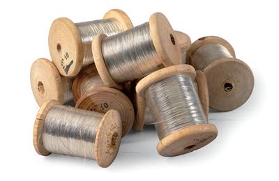 10 Spools of Silver Yarn with Core for Embroidery, - Antiquariato e mobili