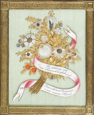 Joseph Endletsberger (Vienna 1779 - 1856), A Biedermeier Greeting Card, Bouquet of Flowers, - Starožitnosti