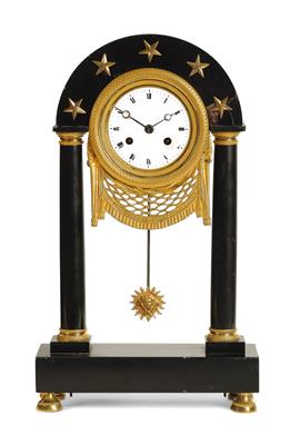 A Small Empire Marble Mantel Clock - Asian Art, Works of Art and Furniture