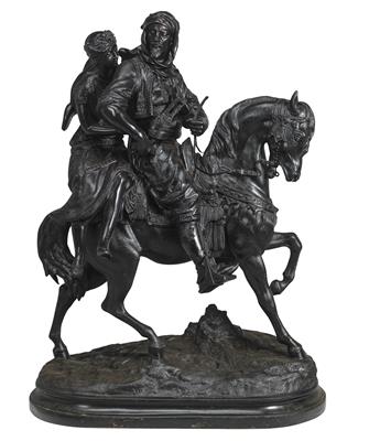 An Arab Man with a Woman on Horseback, - Antiquariato