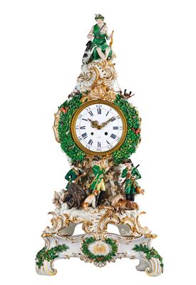 An Exceptional Hunting Clock with Base, Diana and Hunter Group, - Antiquariato