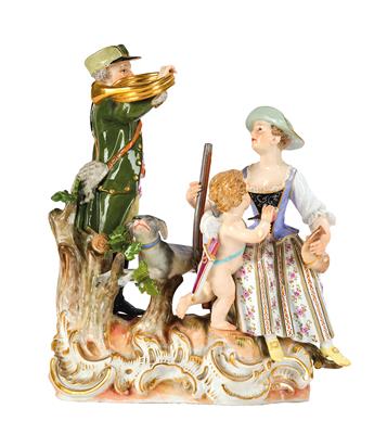 A Hunter with Green Cap Playing a Serenade for a Young Lady on His Hunting Horn, - Works of Art