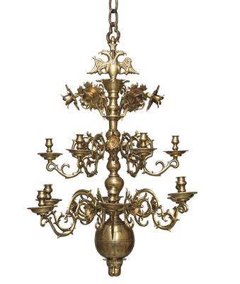 A Late Renaissance Brass Candle Chandelier, - Starožitnosti