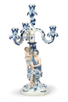 An Onion-Pattern Candelabrum with Bacchante and Child, - Starožitnosti