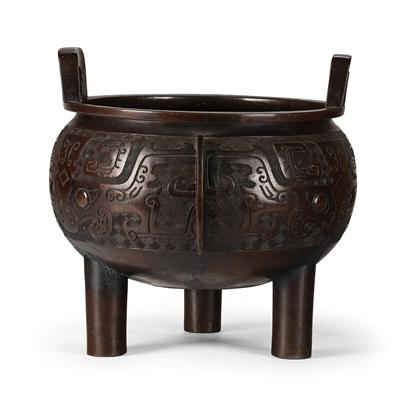 Bronze incense burner, ding, China, 18th/19th century, - Asiatics, Works of Art and furniture