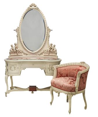 A Neo-Classical toilet table with an armchair, - Mobili