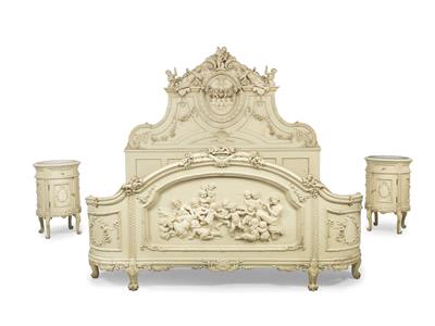A Neo-Classical double bed with two bedside tables - Asiatics, Works of Art and furniture