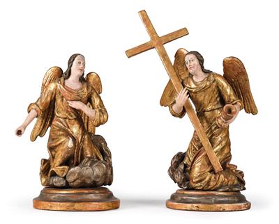A pair of kneeling angels above clouds, - Asiatics, Works of Art and furniture
