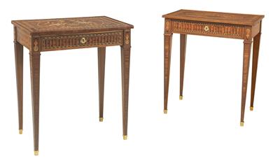 Two slightly different French salon tables, - Mobili