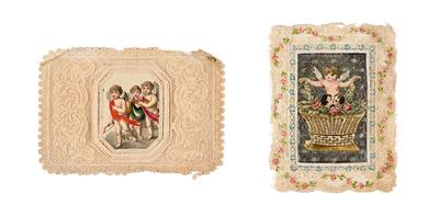Two lace cards with cupids, - Asiatics, Works of Art and furniture