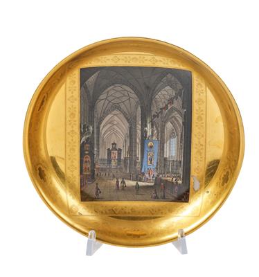 “Vue d’une partie de l’interieur de la cathédrale à Vienne” Untertasse, Wien, - Möbel; Antiquitäten und Metallarbeiten; Glas und Porzellan