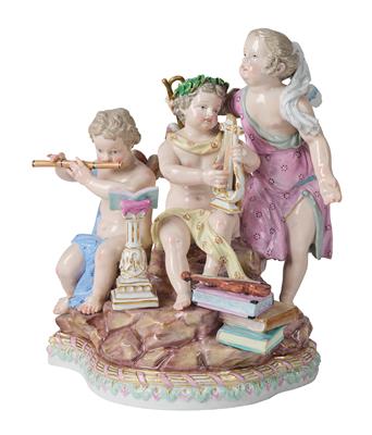Allegory of Music with 3 Putti, Meissen, - Furniture; Works of Art; Glas and Porcelain