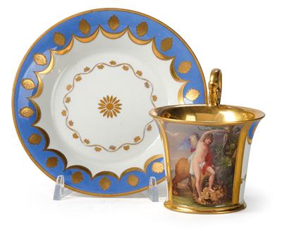 A Pictorial Cup with Allegory and Saucer, Vienna - Furniture; Works of Art; Glas and Porcelain